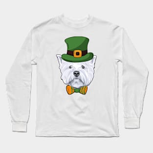 Cute Westie Irsih Terrier Dog St Patricks Day Funny Long Sleeve T-Shirt